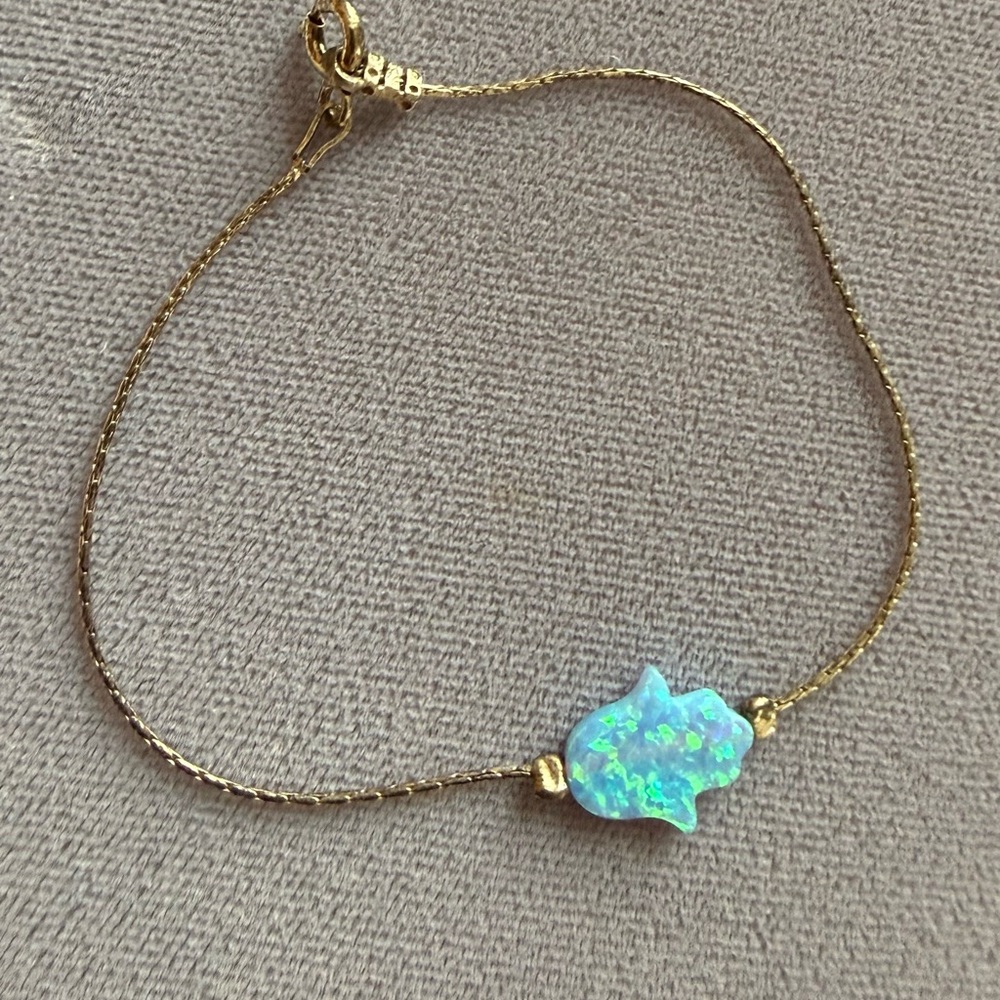 Hamsa Bracelet with Opal Charm Silver Women's Jewelry